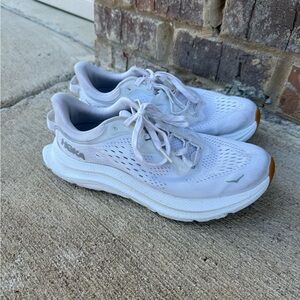 Hoka Kawana Women's White Athletic Running Shoes with Gum Toe Accents